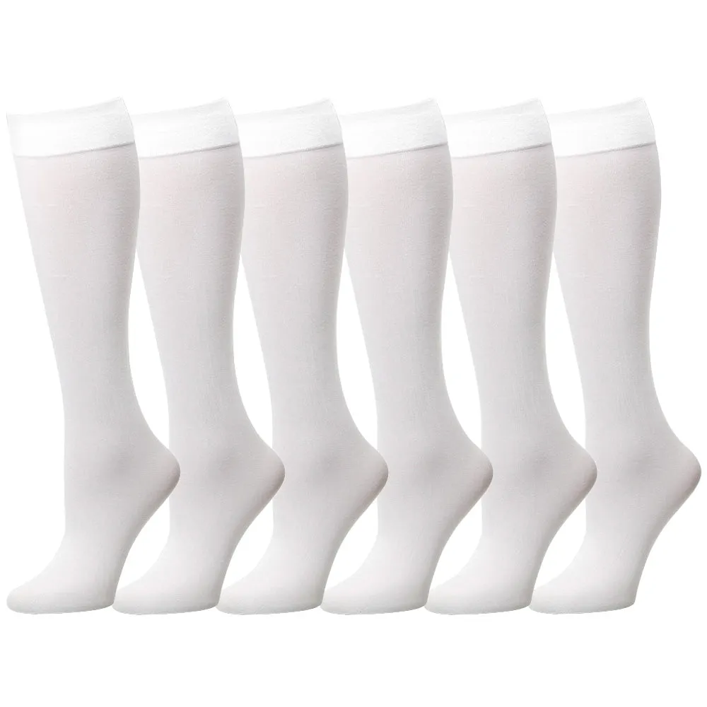 6 Pairs Women Trouser Socks Stretchy Spandex Opaque Knee High