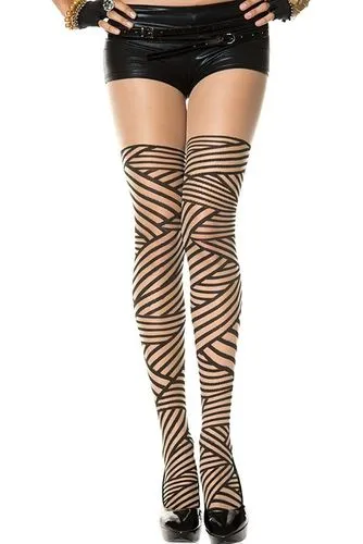 7225 Diagonal striped spandex pantyhose