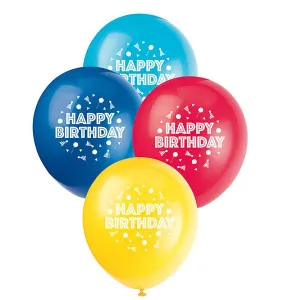 8pk Assorted Happy Birthday 30cm Latex Balloons