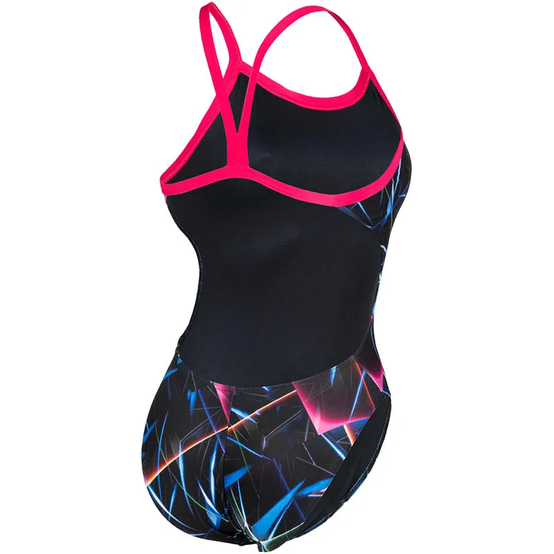 Arena - Allover Challenge Back Ladies Swimsuit - Black/Multi/Rose