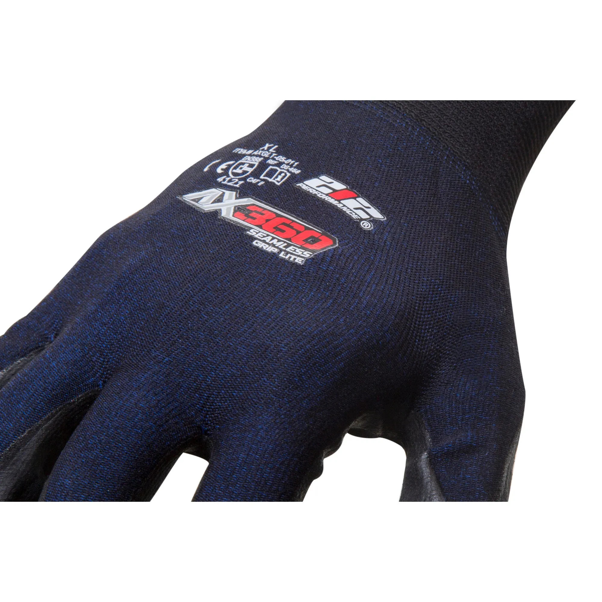 AX360 Grip Lite Nitrile-dipped Work Gloves in Black and Blue