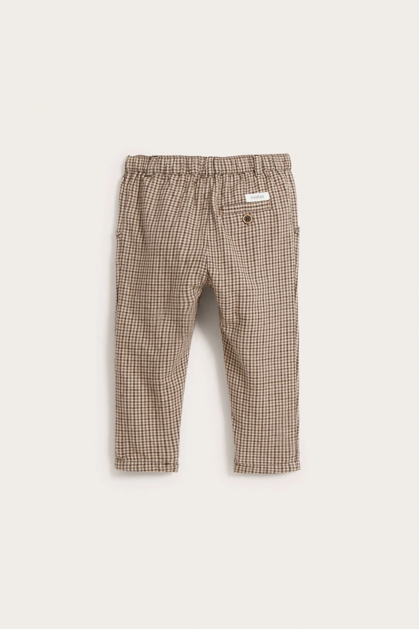 Baby brown checked twill trousers