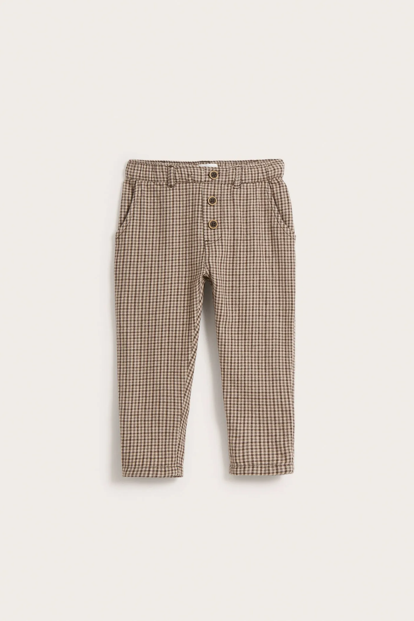 Baby brown checked twill trousers