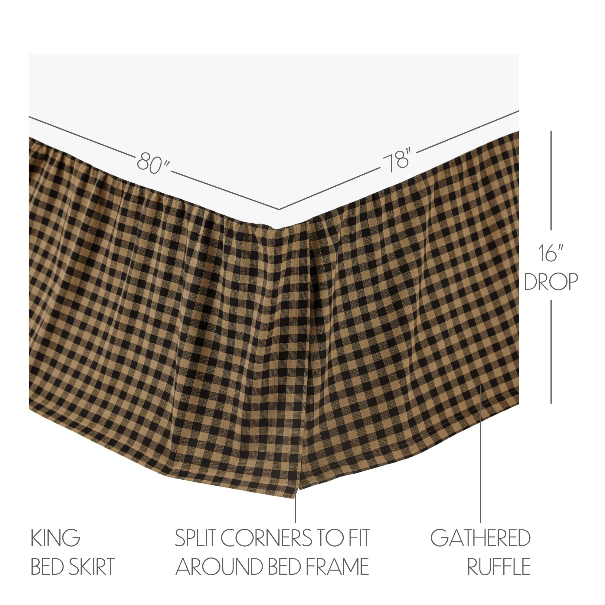 Black Check Bed Skirt