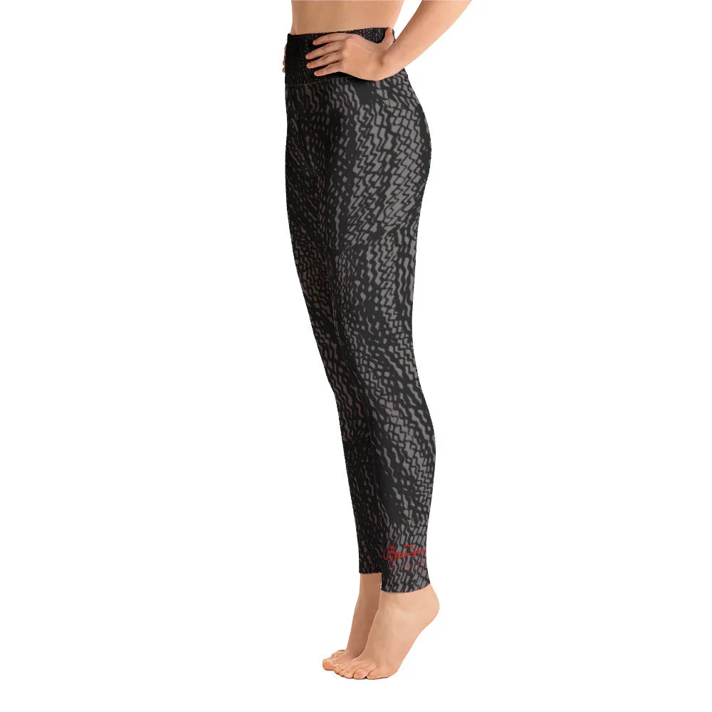 Charcoal Grey Tire Scribble Yoga Leggings