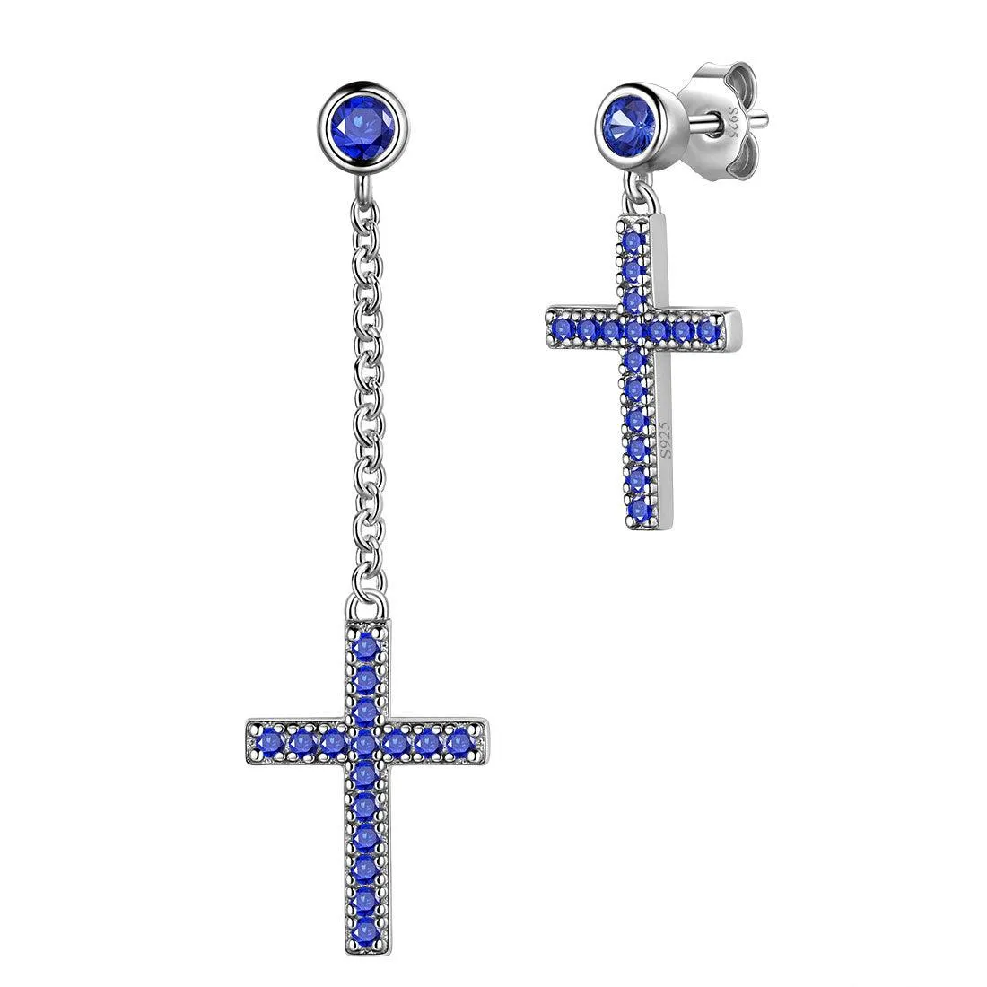 Classic Asymmetry Small Cross Earrings Women Mens Jewelry Sterling Silver