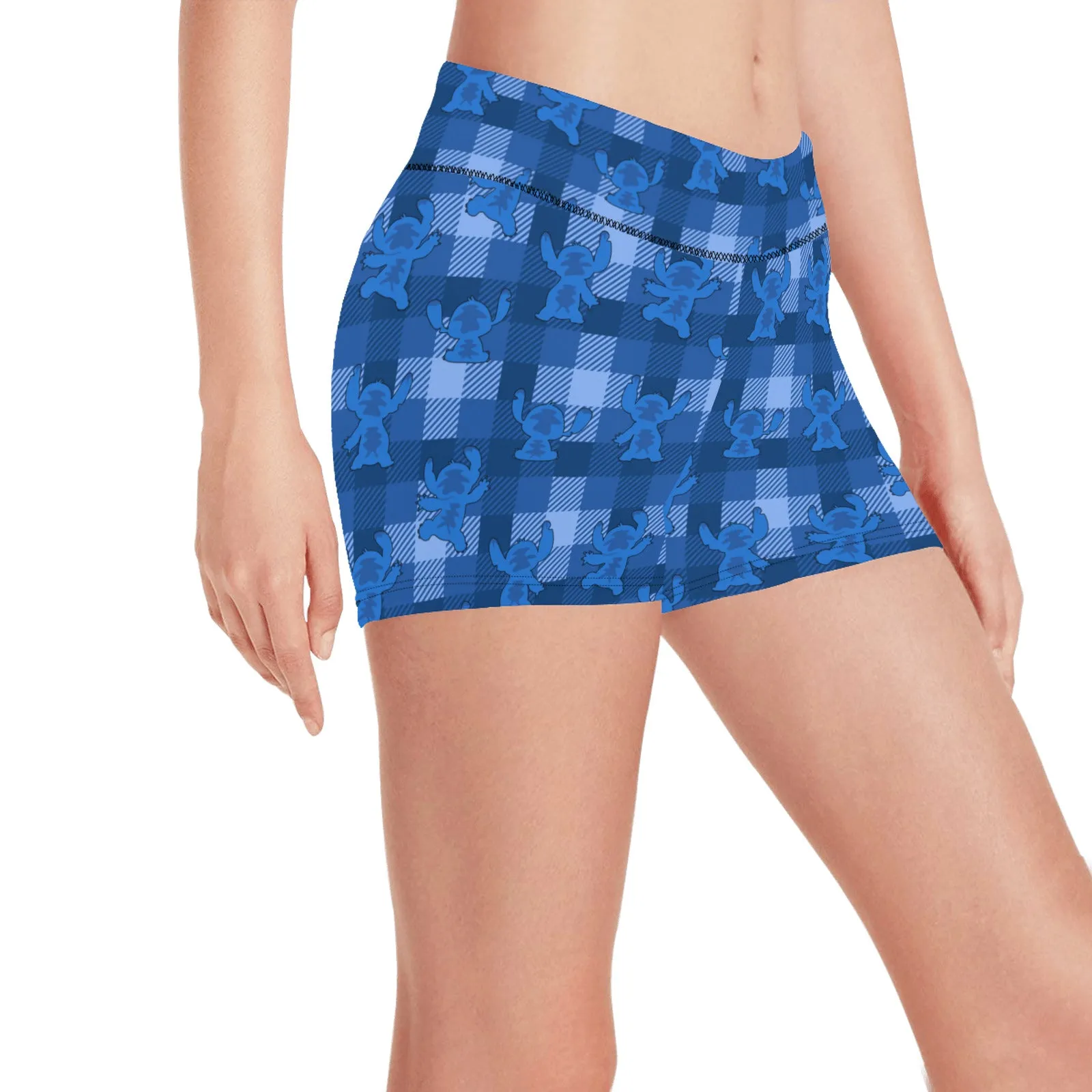 Disney Lilo And Stitch 626 Plaid Women's Short Leggings