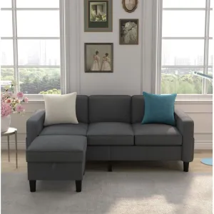 Elison 3 Seater Fabric Sofa with Storage Ottoman for Living Room