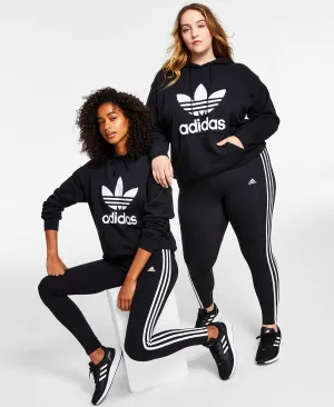 essentials Women's Full Length Cotton 3 Stripe Leggings, xs-4x adidas black and white