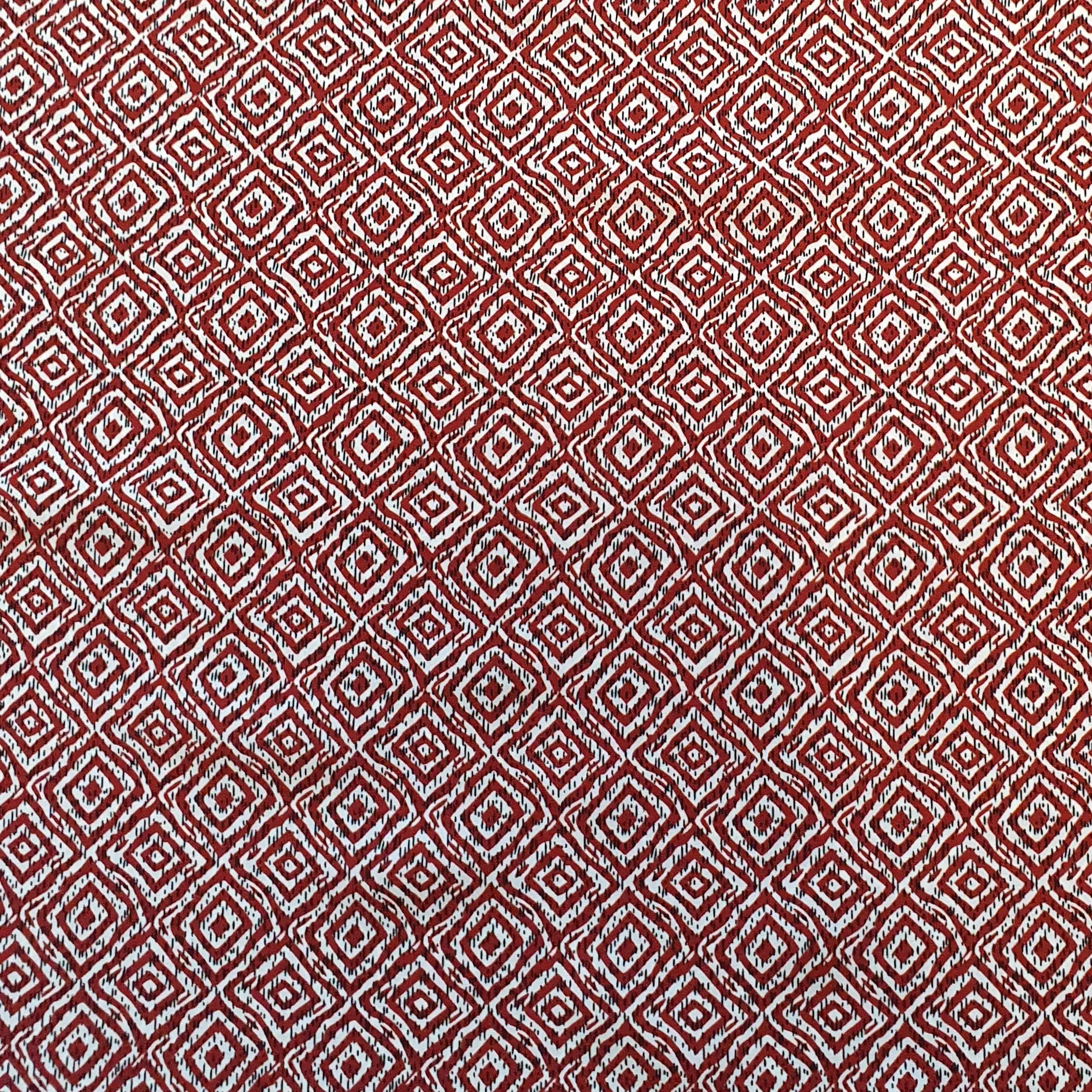 Geometric Diamond Polyester Print Fabric - Various Colours.