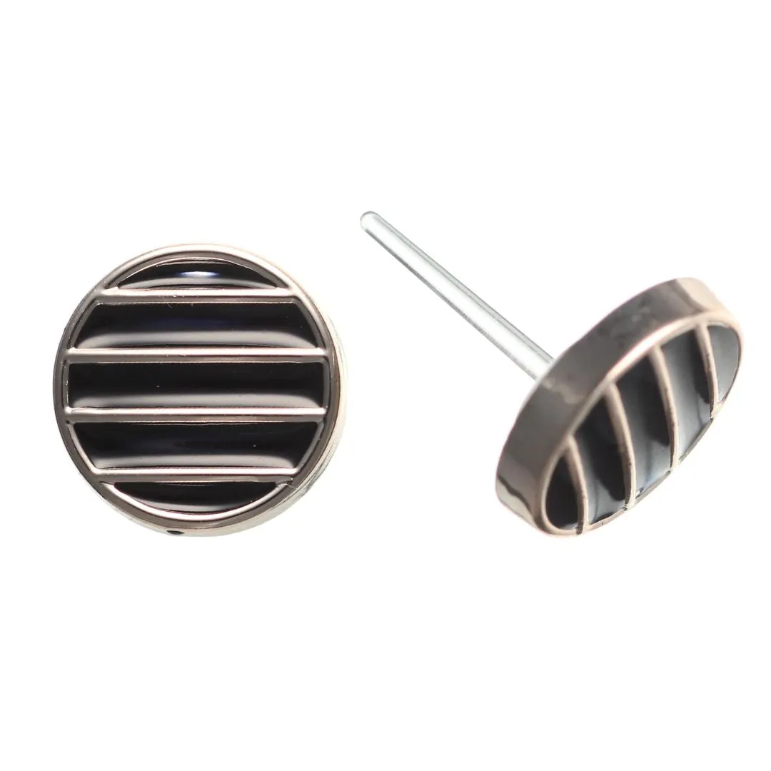 Gold Rimmed Stripe Studs Hypoallergenic Earrings for Sensitive Ears Made with Plastic Posts