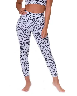 High Basic Midi White Cheetah Legging