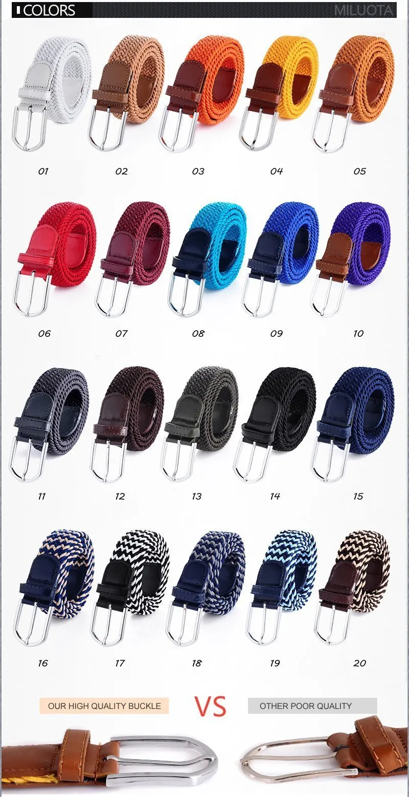 High quality stretch women canvas belts for men elastic belt pin buckle Universal trouser pockets 20 colors