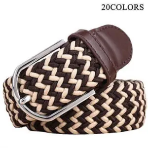 High quality stretch women canvas belts for men elastic belt pin buckle Universal trouser pockets 20 colors