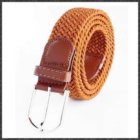 High quality stretch women canvas belts for men elastic belt pin buckle Universal trouser pockets 20 colors