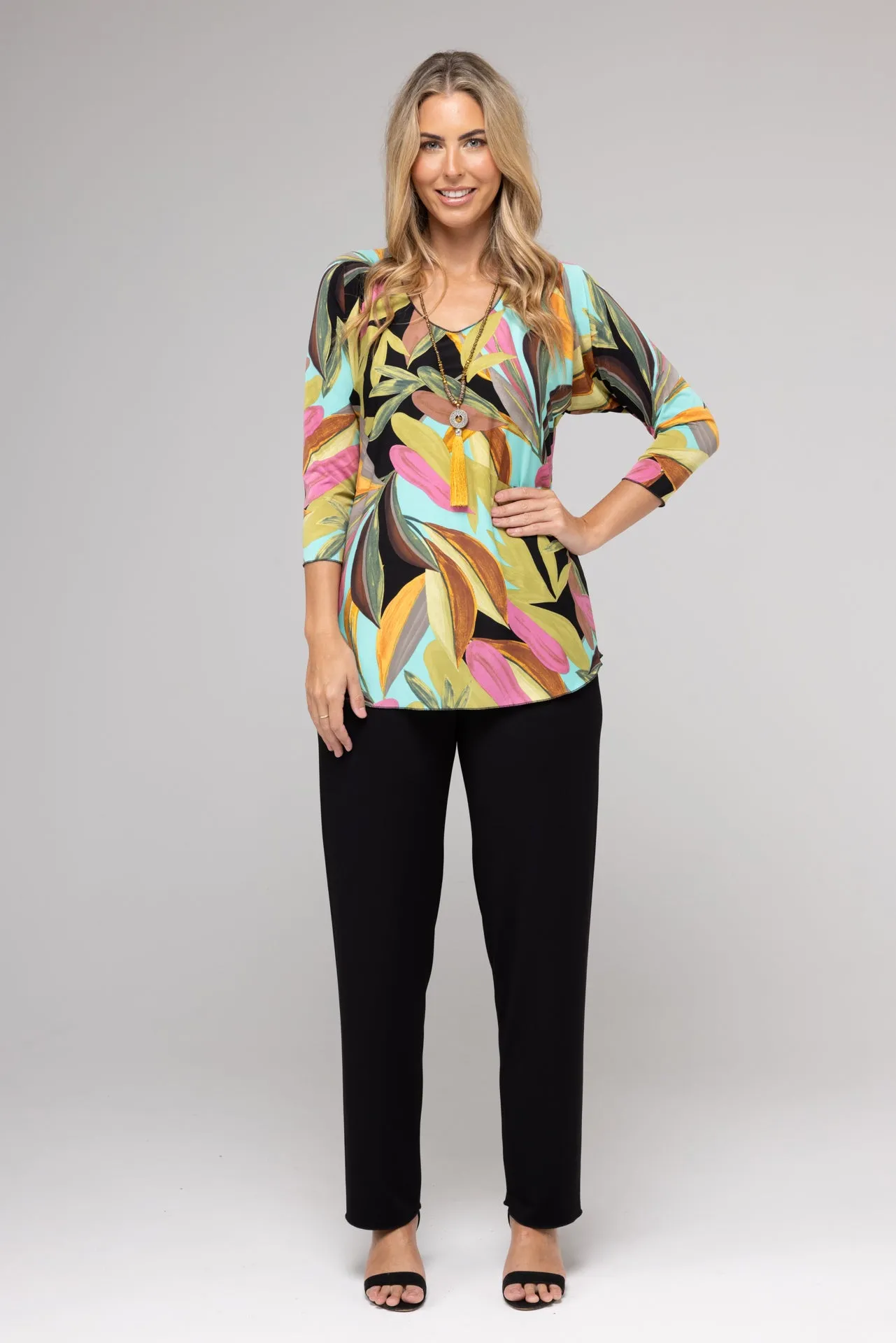 Jungle Print 3/4 Sleeve Jersey Top