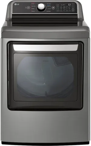 LG DLE7400VE 27 Inch Electric Smart Dryer with 7.3 Cu. Ft. Capacity, EasyLoad™ Door, ThinQ® Technology, SmartDiagnosis™, 8 Dry Cycles, 12 Dry Options, Sensor Dry, FlowSense™ Indicator, LoDecibel™ Quiet Operation, and ENERGY STAR® Certified