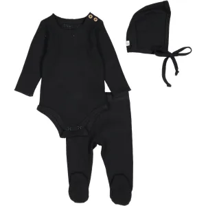 LIL LEGS BLACK RIBBED SET