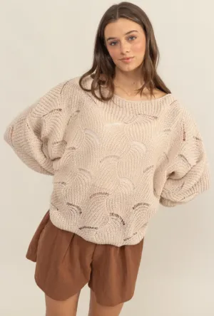 Lilah Pointelle Chunky Knit Sweater