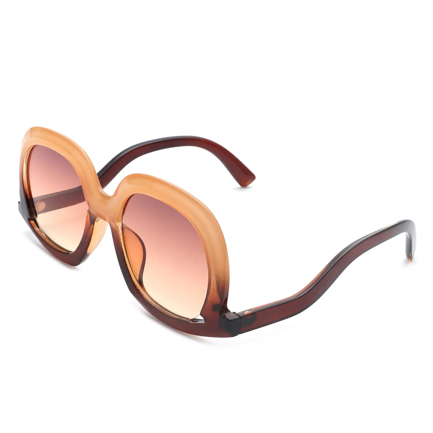 Lumisilk - Oversized Geometric Irregular Round Sunglasses for Women