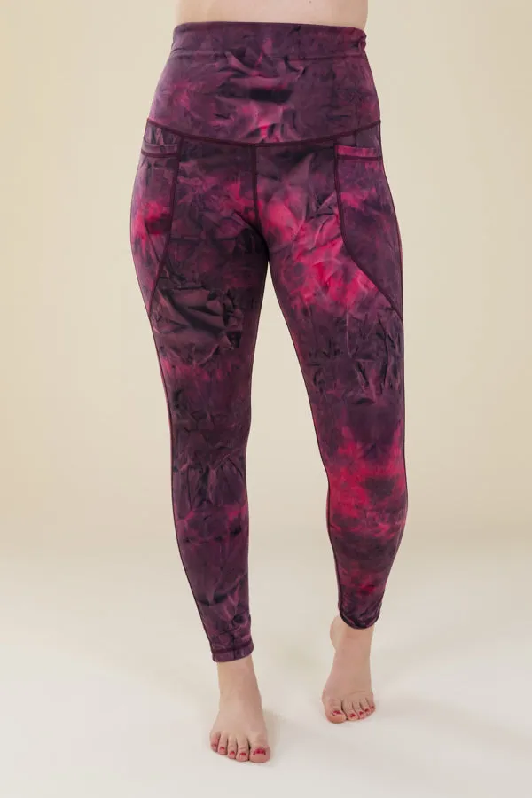 Magenta Tie-Dye Two Pocket Full Length Leggings