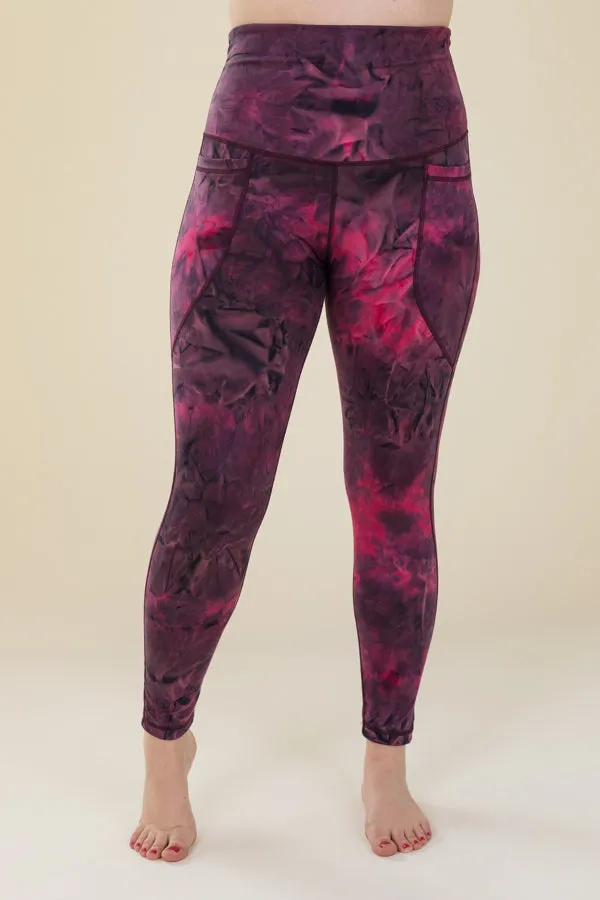 Magenta Tie-Dye Two Pocket Full Length Leggings