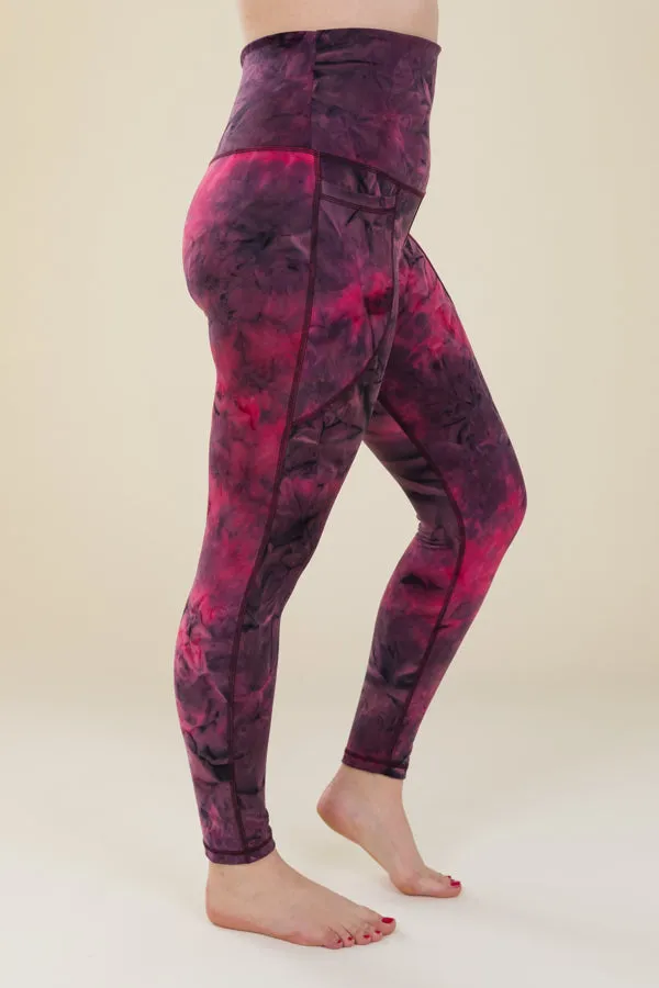 Magenta Tie-Dye Two Pocket Full Length Leggings