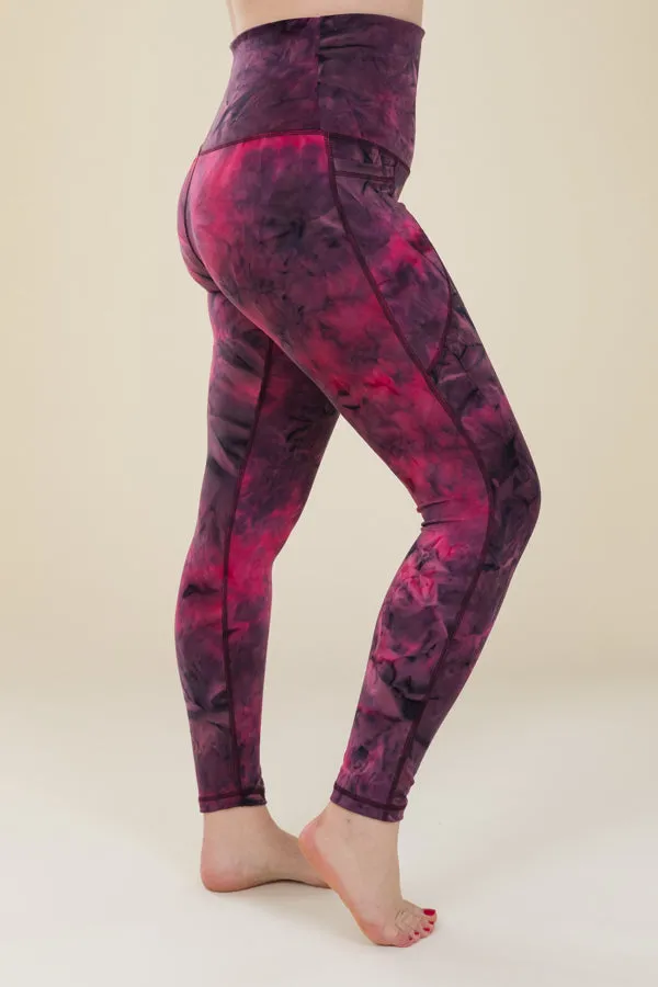 Magenta Tie-Dye Two Pocket Full Length Leggings