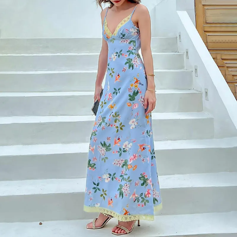 May V-Neck Floral Maxi Slip Dress