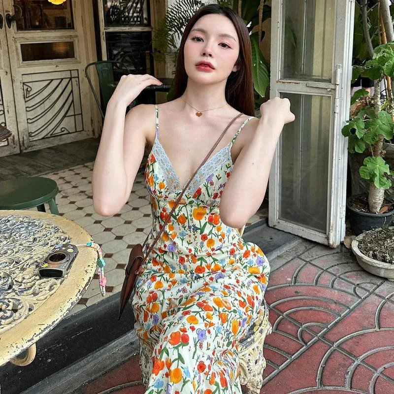 May V-Neck Floral Maxi Slip Dress