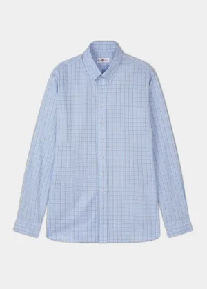 Mirfield Light Blue Check Cotton Shirt - Classic Fit