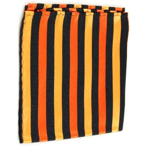 Orange and Black Striped Silk Pocket Square