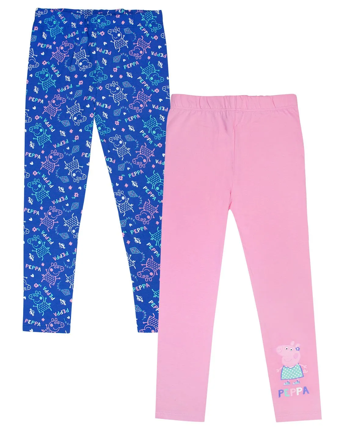 Peppa Pig Girls Blue & Pink Leggings 2 Pack 1 to 6 Years