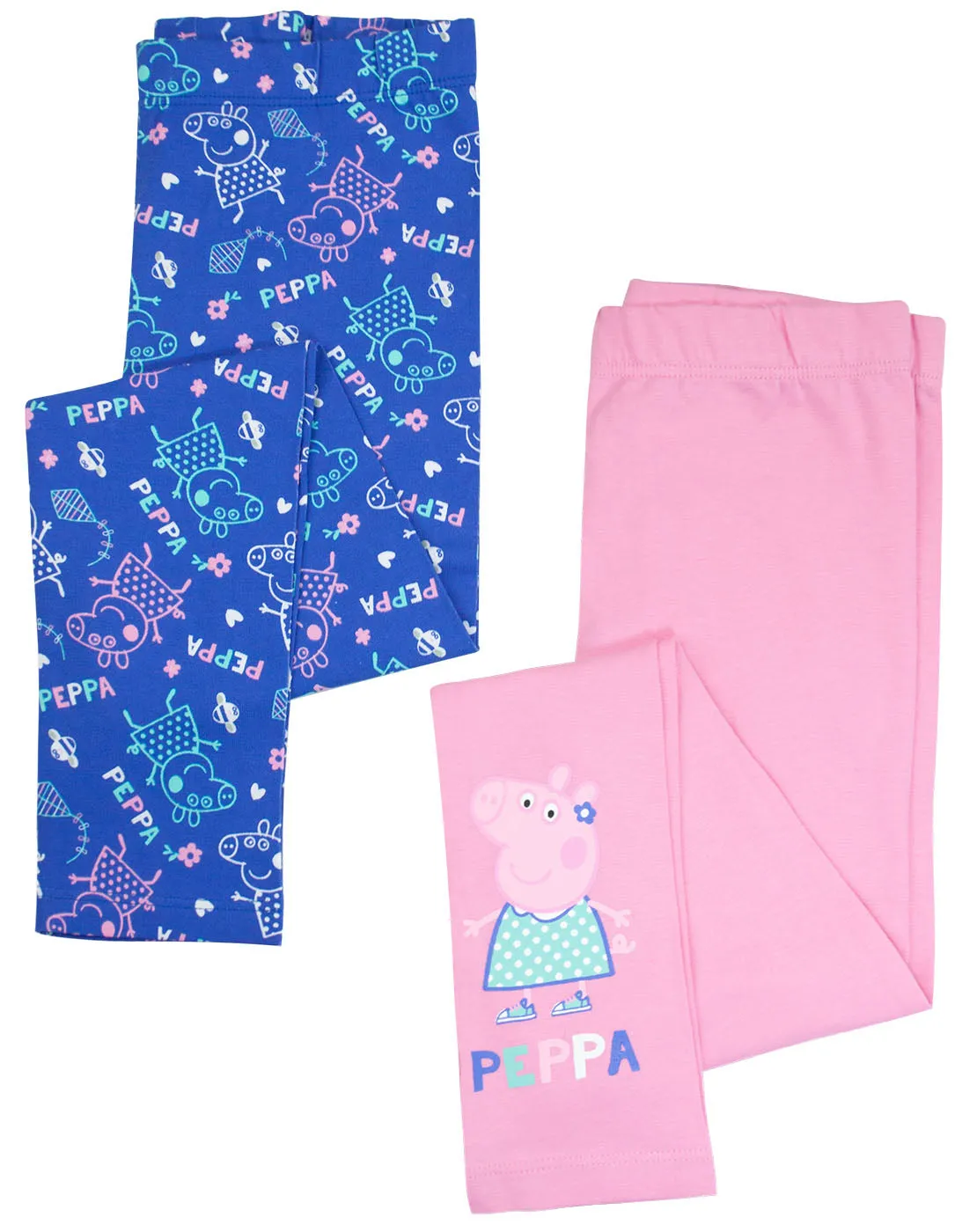 Peppa Pig Girls Blue & Pink Leggings 2 Pack 1 to 6 Years