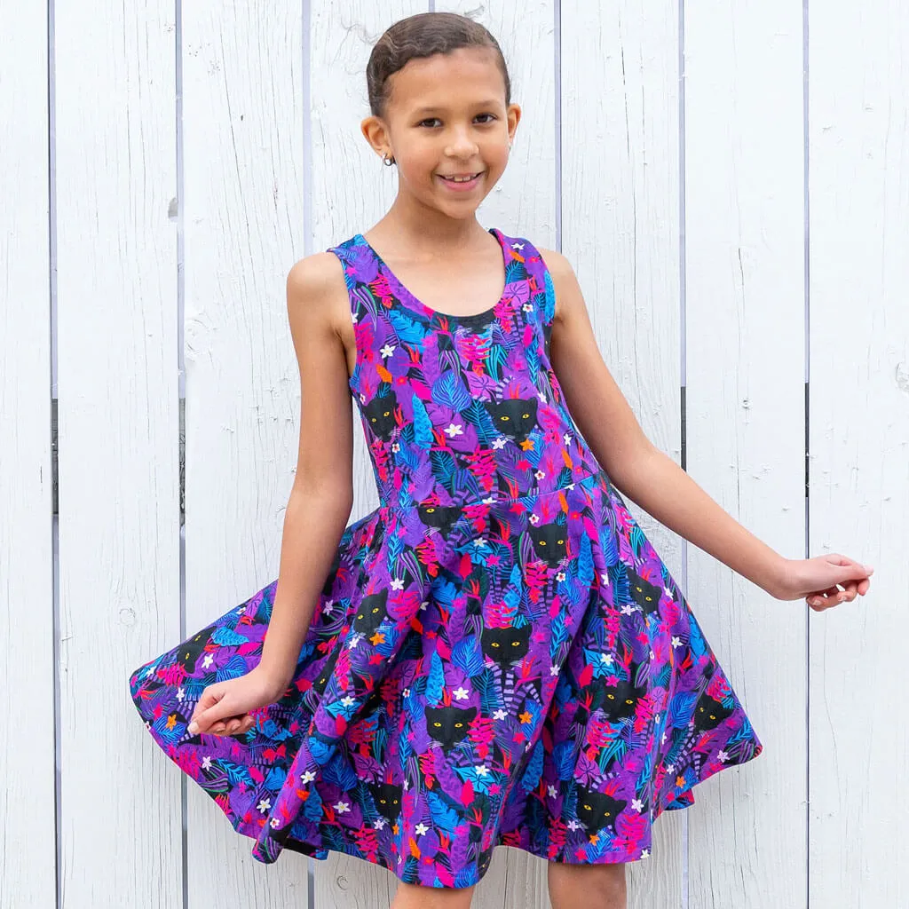 "Midnight Prowl" Panthers Sleeveless Play Dress with Pockets