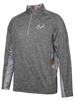 Realtree Camouflage Colosseum Gray Steel Light Loose 1/4 Zip Pullover Windshirt