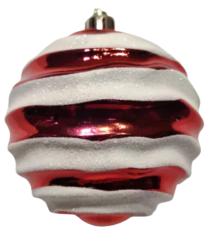 Shatterproof Shiny Red/White Swirl Ornament