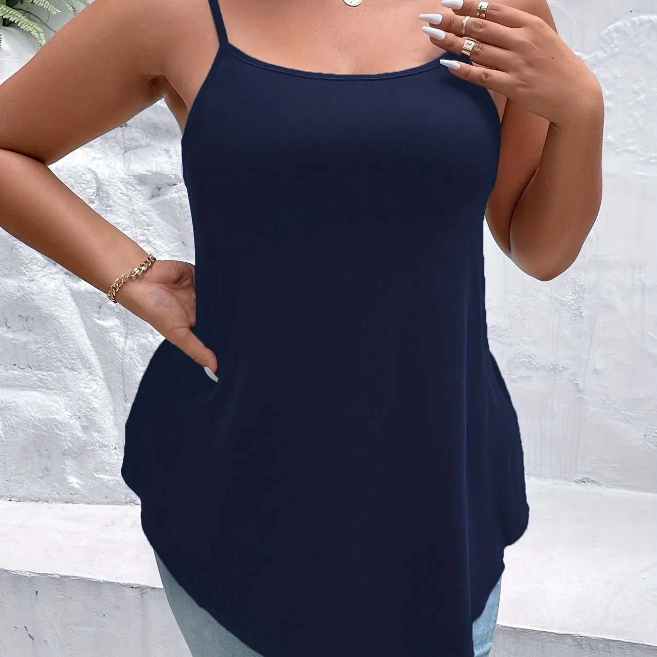 Stylish Plus Size Backless Cami Top with Medium Stretch