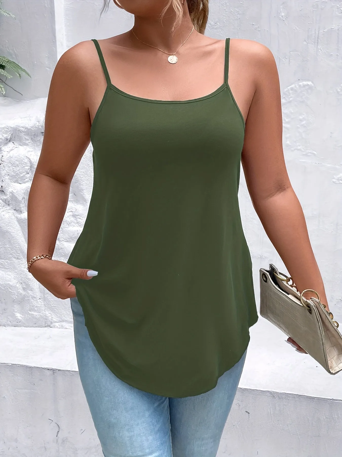 Stylish Plus Size Backless Cami Top with Medium Stretch