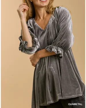 Velvet Swing Tunic in Gunmetal Gray