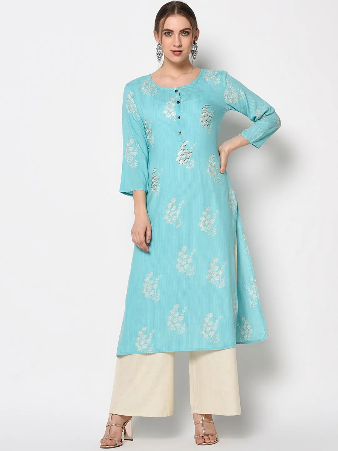 Women Blue A-Line Kurta