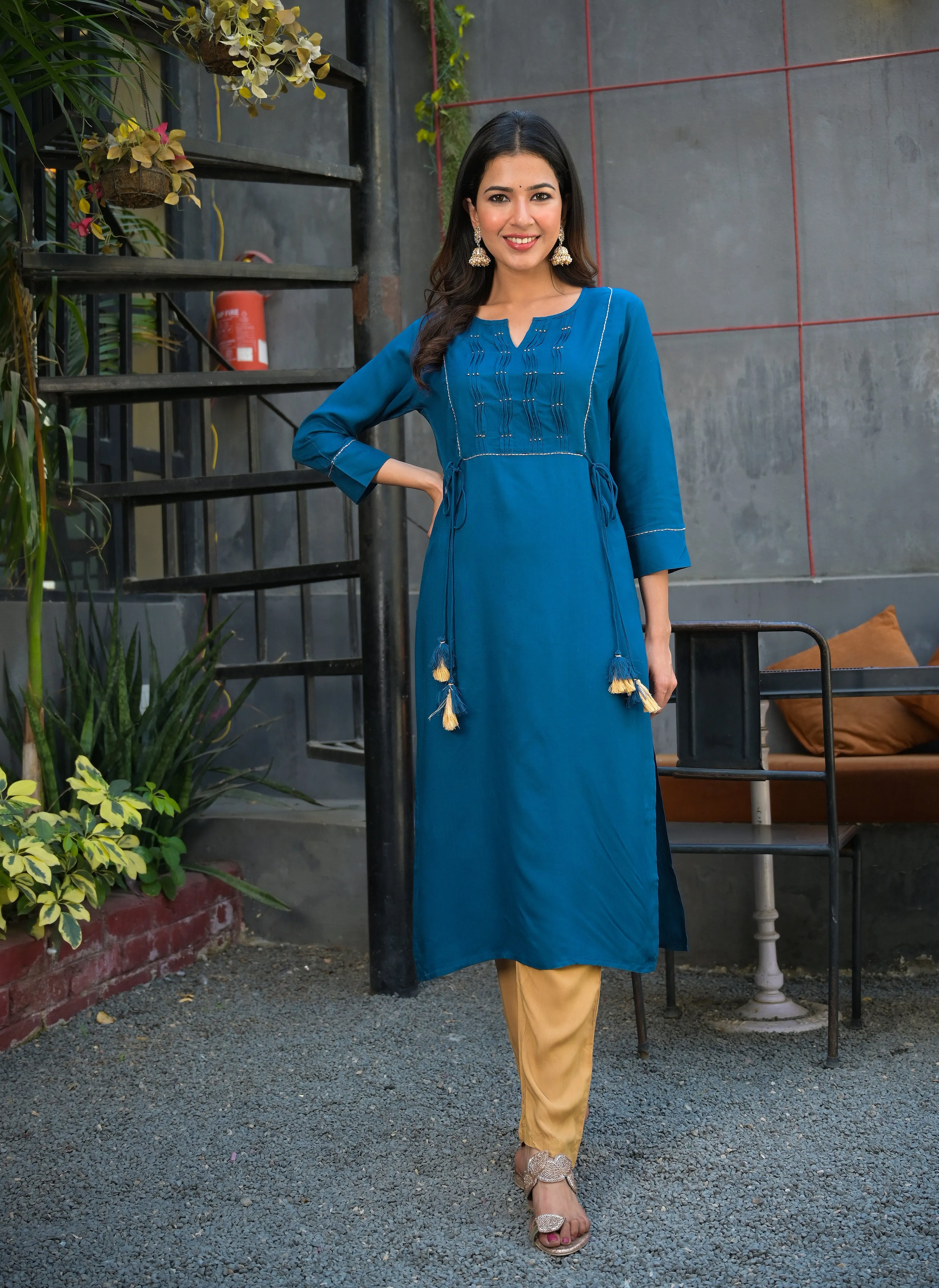 Women Blue Straight Kurta