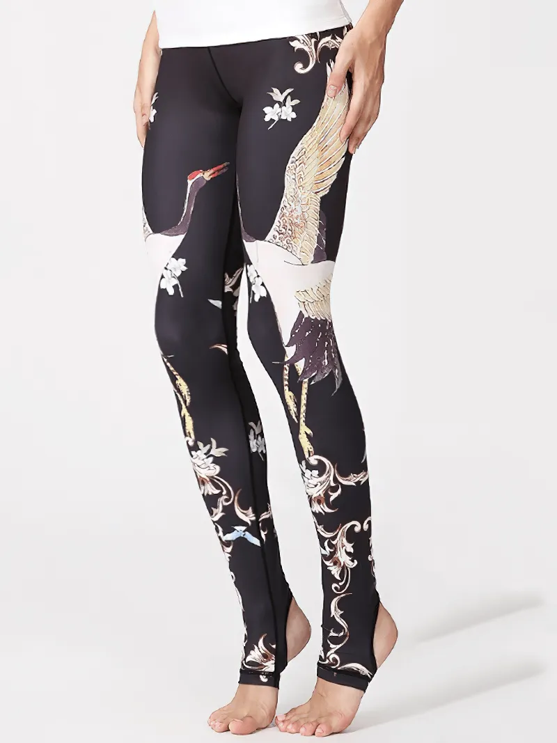 Women's Floral Printed Leggings with Open Heels for Yoga - SF1184