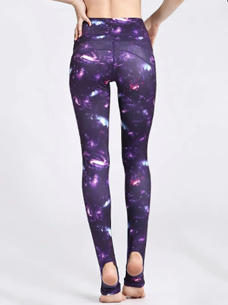 Women's Floral Printed Leggings with Open Heels for Yoga - SF1184